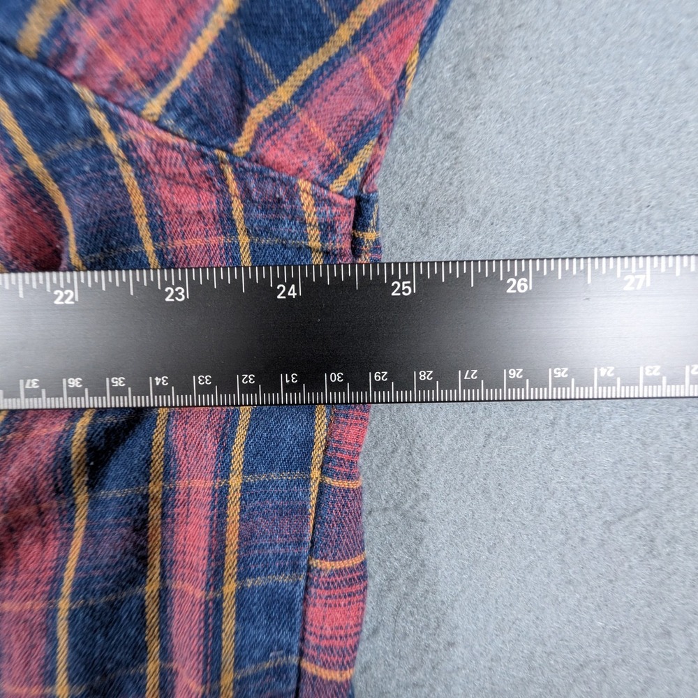 Wrangler Western Shirt Mens Large Red Blue Plaid Long Sleeve Button Down Vintage - Picture 6 of 7